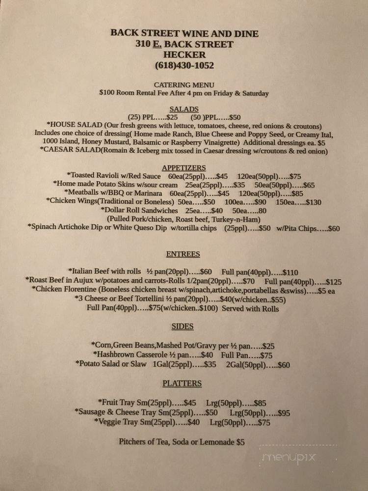 BackStreet Wine And Dine - Hecker, IL menu_pic