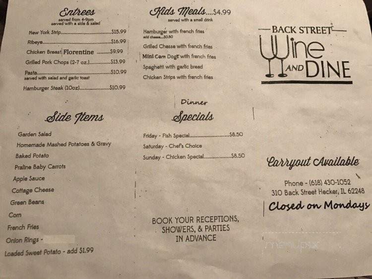 BackStreet Wine And Dine - Hecker, IL menu_pic