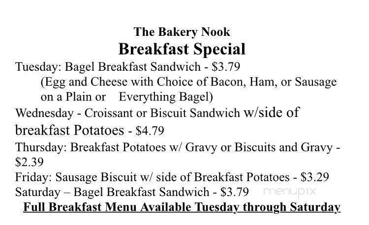 The Bakery Nook - Nashville, IL menu_pic