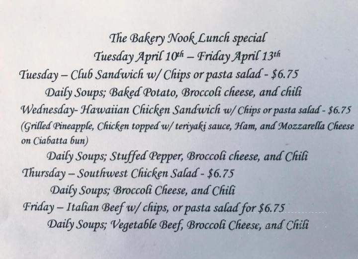The Bakery Nook - Nashville, IL menu_pic