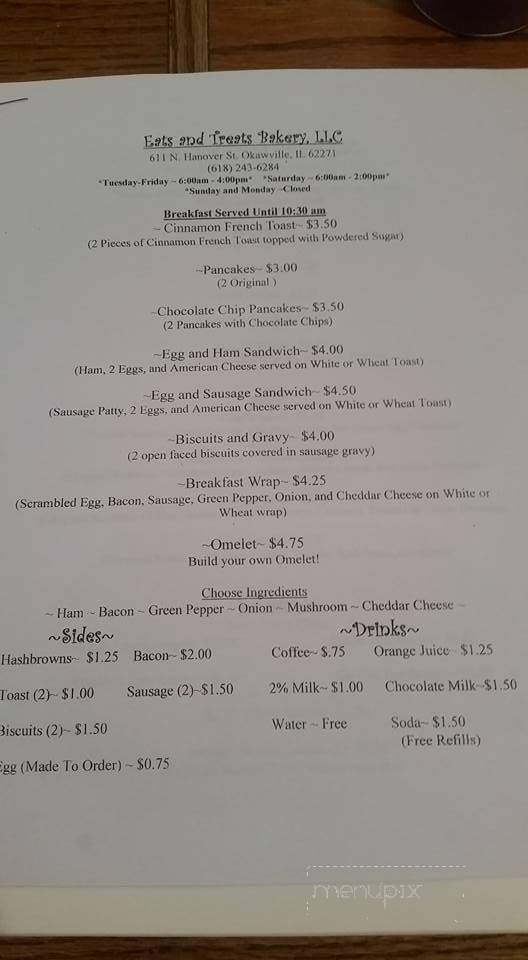 Eats and Treats - Okawville, IL menu_pic