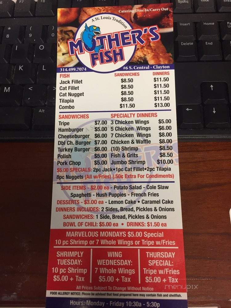 Mother's Fish - Clayton, MO menu_pic