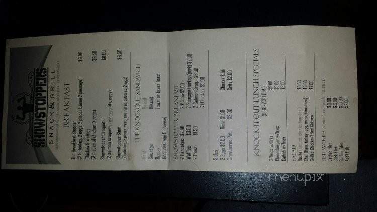 Showstoppers Snack and Grill - St. Louis, MO menu_pic