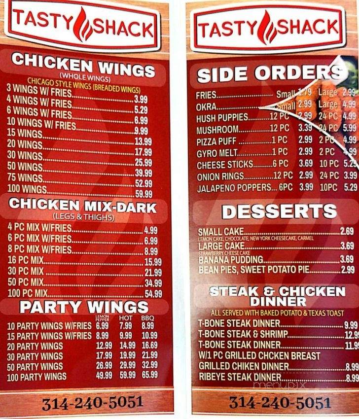 Tasty Shack - Saint Louis, MO menu_pic