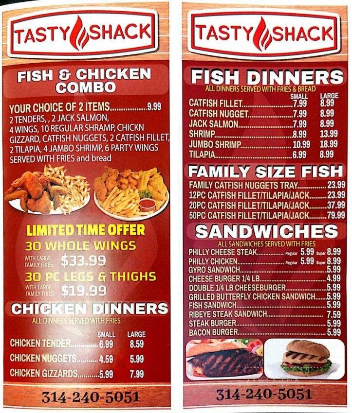 Tasty Shack - Saint Louis, MO menu_pic
