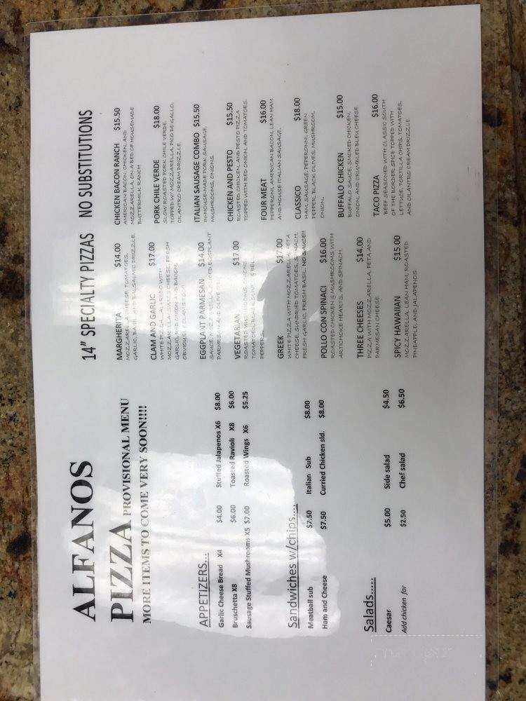 Alfano's Pizza - Wentzville, MO menu_pic