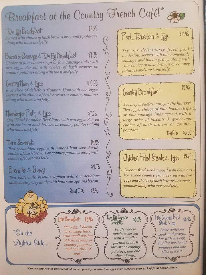 The Country French Cafe - Macon, MO menu_pic