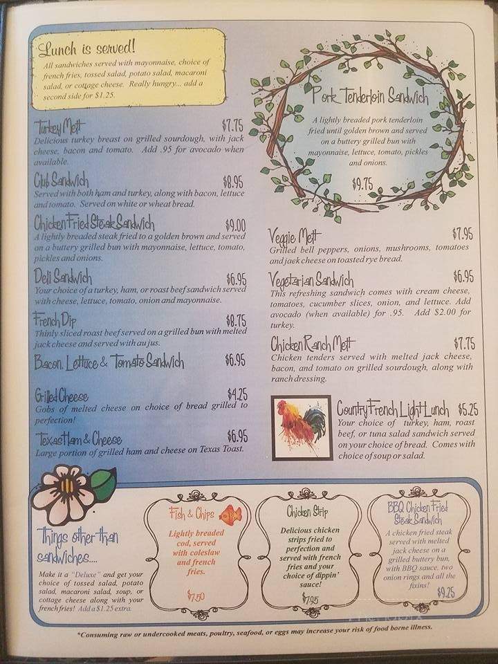 The Country French Cafe - Macon, MO menu_pic