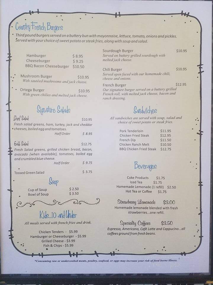 The Country French Cafe - Macon, MO menu_pic