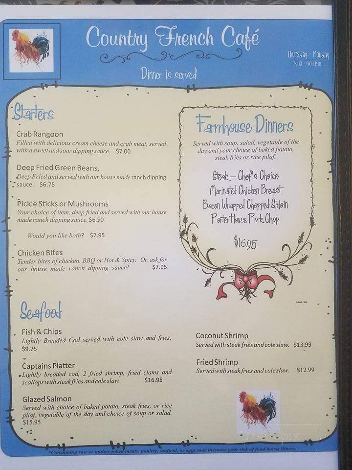 The Country French Cafe - Macon, MO menu_pic