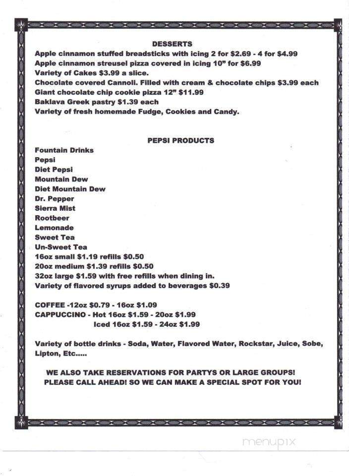 Saso's Pizza - Ellington, MO menu_pic