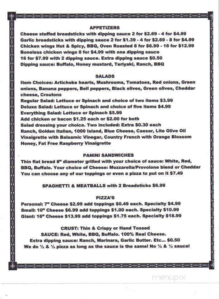 Saso's Pizza - Ellington, MO menu_pic