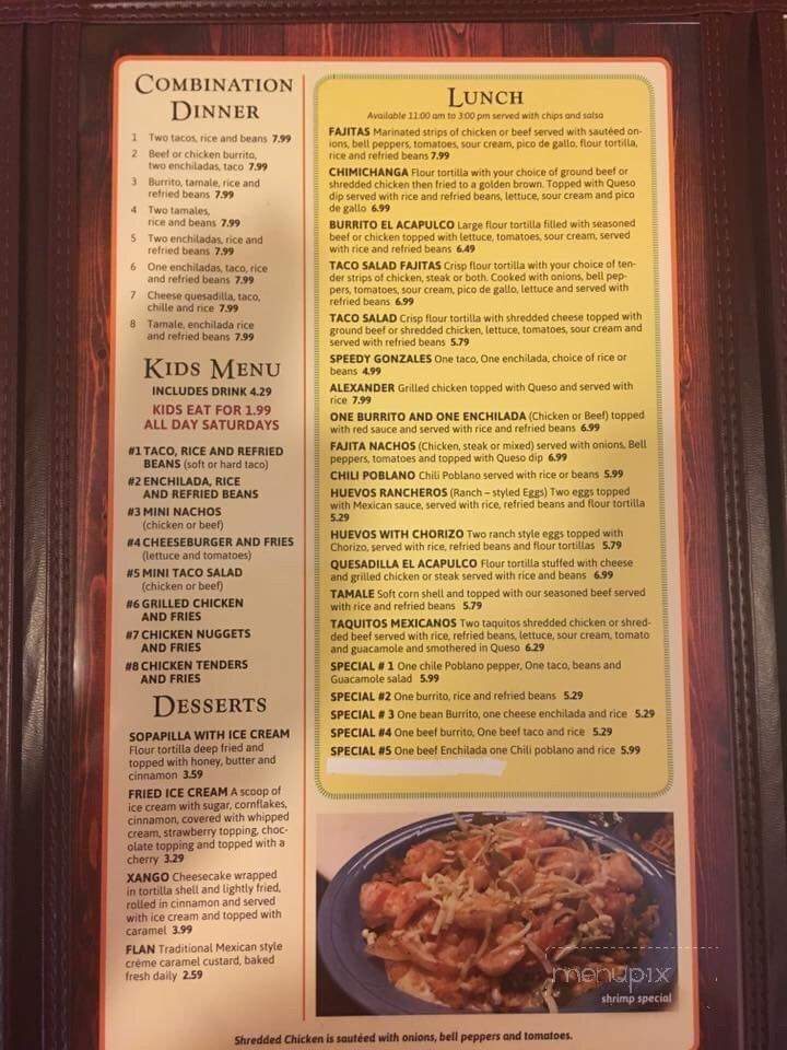 La Chatina Mexican Restaurant - Fredericktown, MO menu_pic