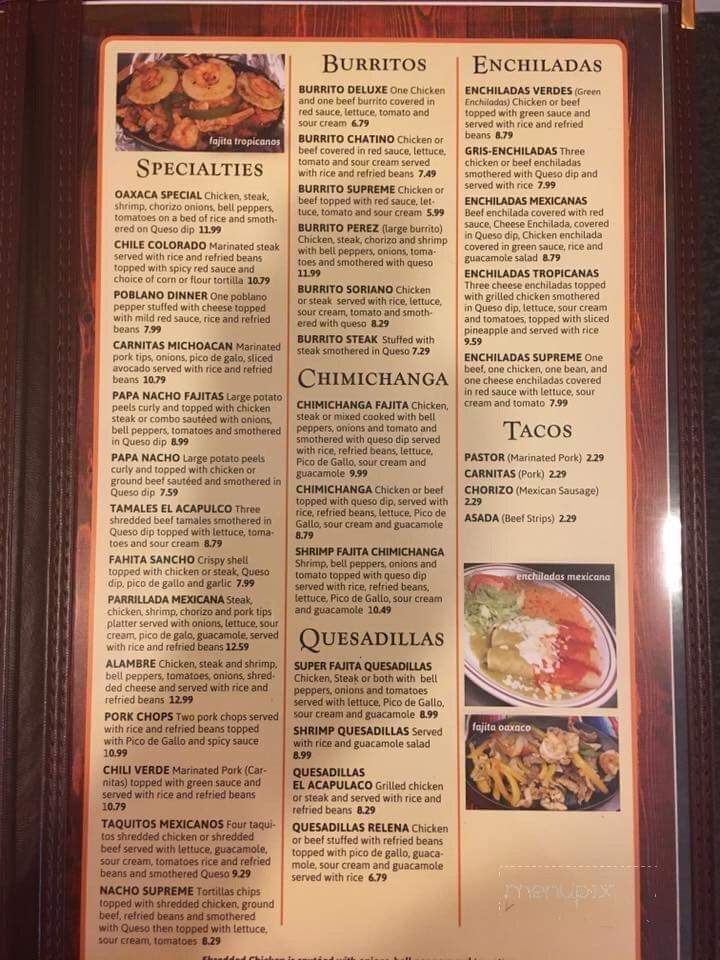 La Chatina Mexican Restaurant - Fredericktown, MO menu_pic