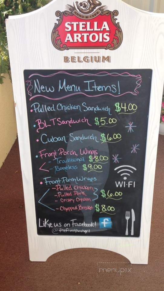 Front Porch Grill - Piedmont, MO menu_pic