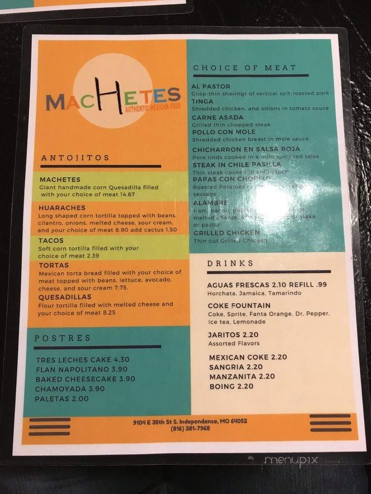 Machetes - Independence, MO menu_pic