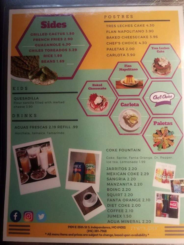 Machetes - Independence, MO menu_pic