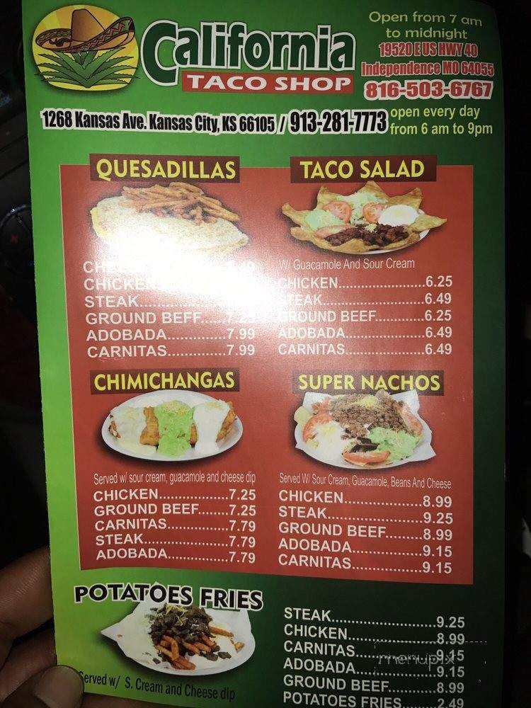 California Taco Shop - Independence, MO menu_pic