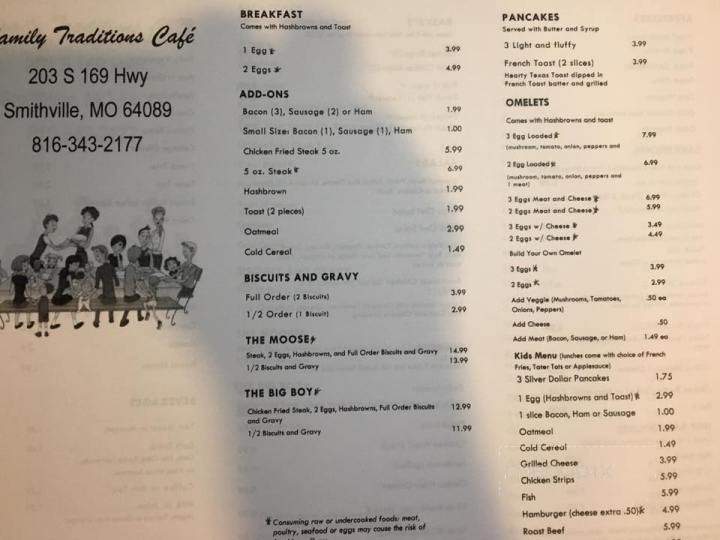 Family Traditions Cafe - Smithville, MO menu_pic