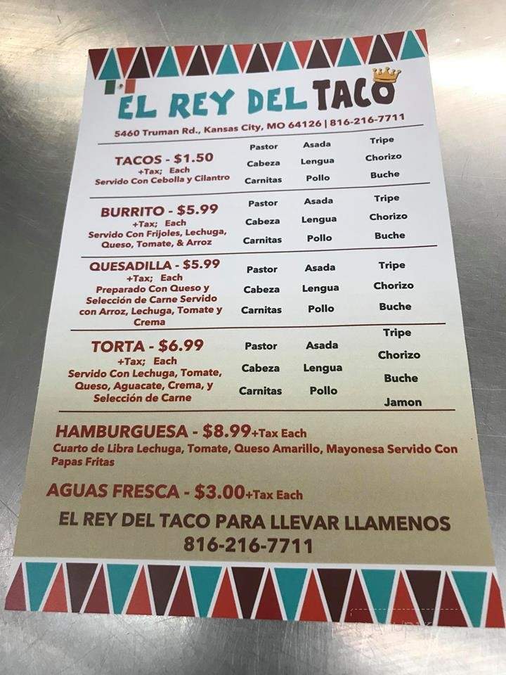 El Rel del Taco - Kansas City, MO menu_pic