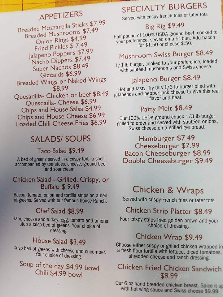 Big Rigs Family Restaurant - Faucett, MO menu_pic