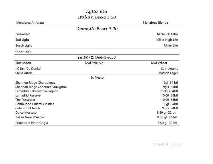 Aglio 614 - Saint Joseph, MO menu_pic
