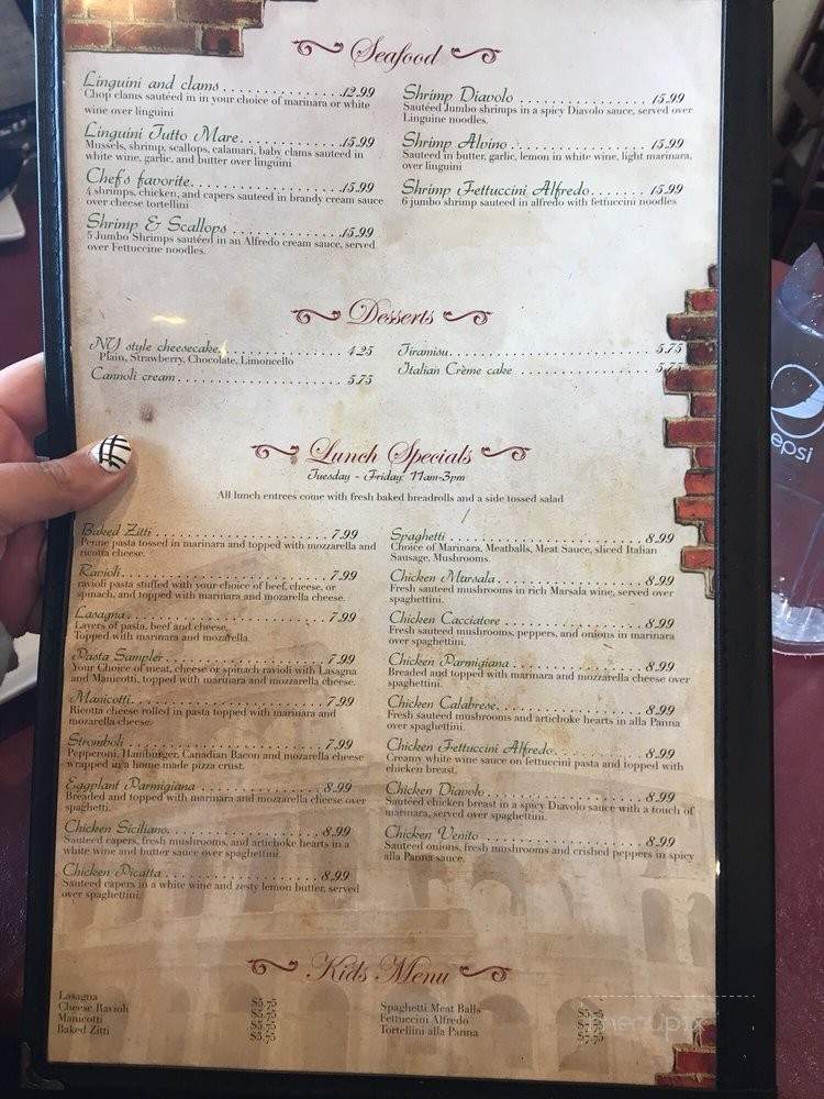Primavera Italian Restaurant - Saint Joseph, MO menu_pic