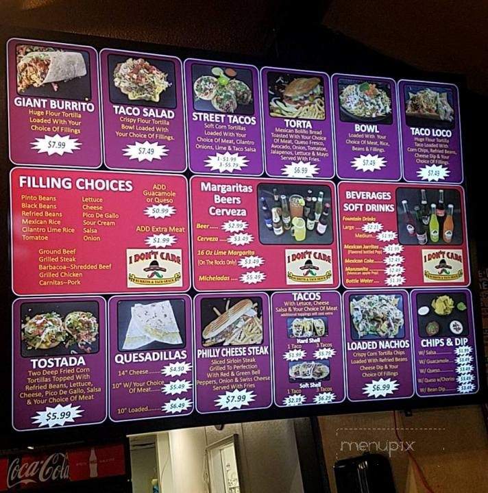 /30881101/I-Don-t-Care-Burrito-and-Taco-Shack-Menu-Nevada-MO - Nevada, MO