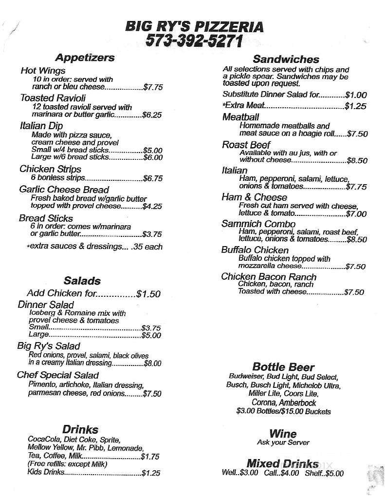 /30664312/Big-Ry-s-Pizzeria-Menu-Rocky-Mount-MO - Rocky Mount, MO