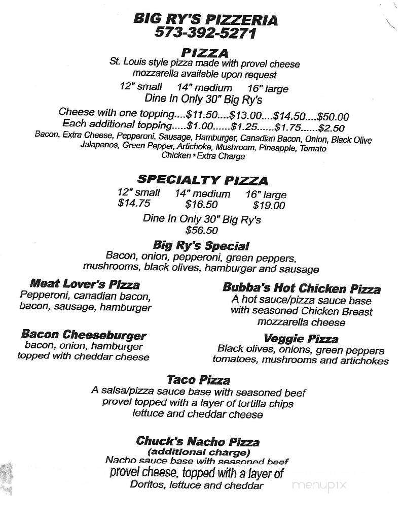 /30664312/Big-Ry-s-Pizzeria-Menu-Rocky-Mount-MO - Rocky Mount, MO