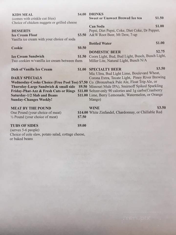Around the Bend Bar-BQ - Climax Springs, MO menu_pic
