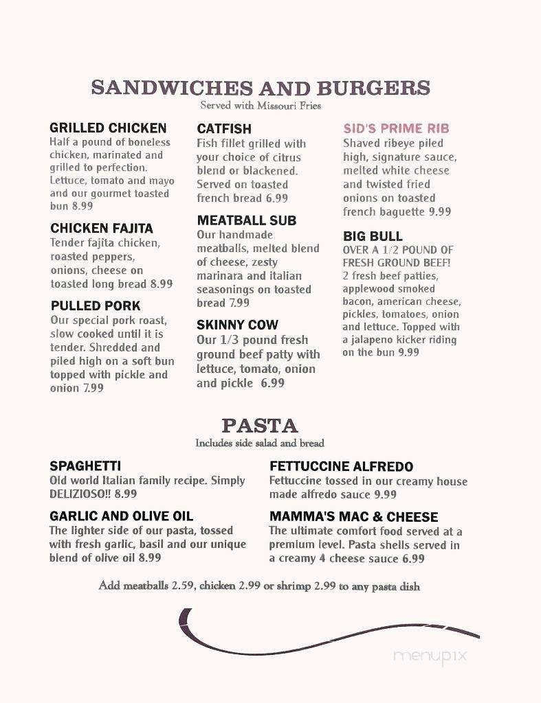 Sidney's - Rolla, MO menu_pic