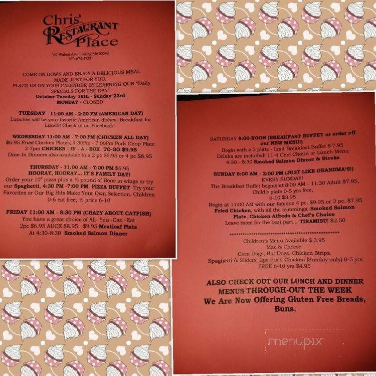 Chris' Place - Licking, MO menu_pic
