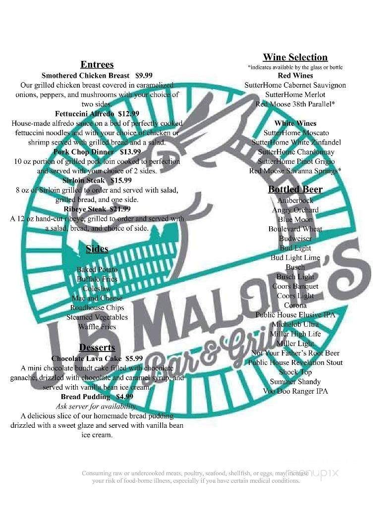 JB Malone's Bar and Grill - Salem, MO menu_pic
