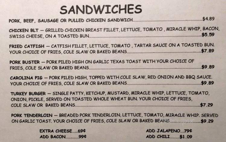KIM's BBQ Shack - Branson, MO menu_pic