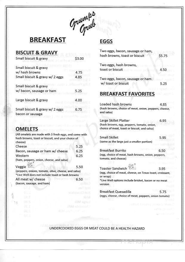 Grump's Grub - West Plains, MO menu_pic