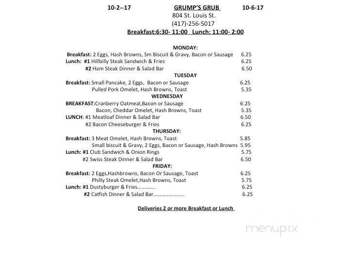 Grump's Grub - West Plains, MO menu_pic