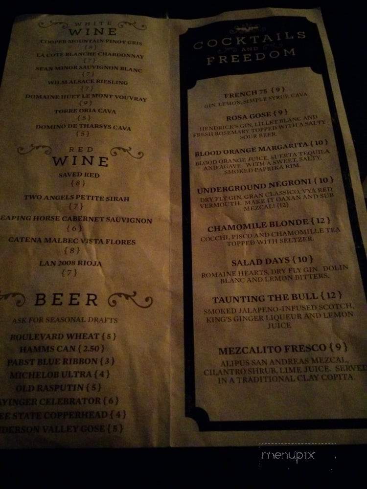 John Brown Underground - Lawrence, KS menu_pic