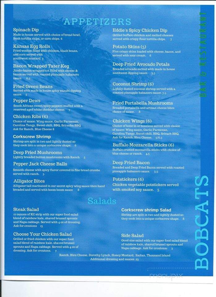 Bobcats Bar and Grill - Ozawkie, KS menu_pic