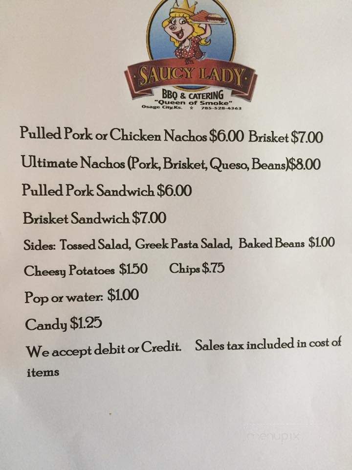 Saucy Lady BBQ and Catering - Osage City, KS menu_pic