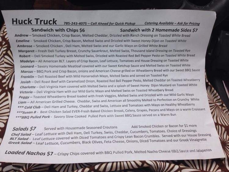 Lois' Huck Truck - Concordia, KS menu_pic