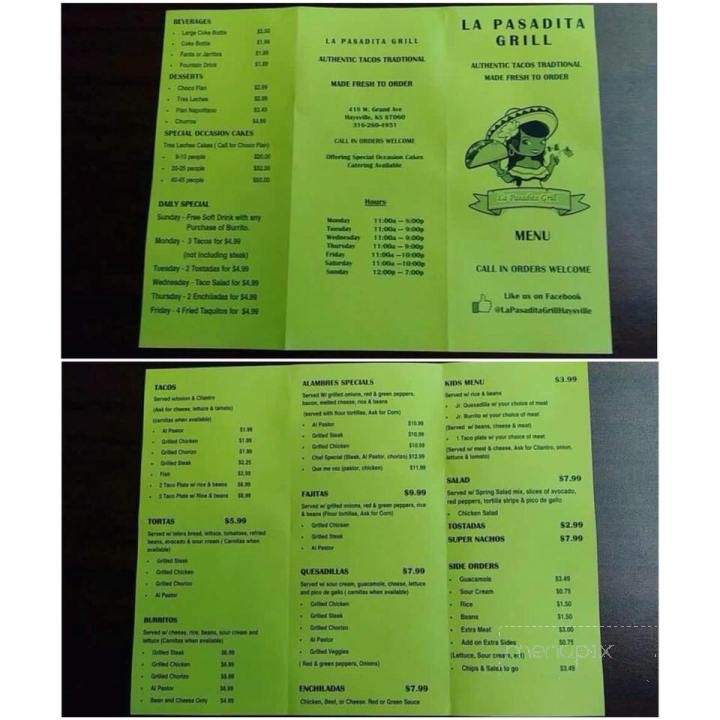 La Pasadita - Haysville, KS menu_pic