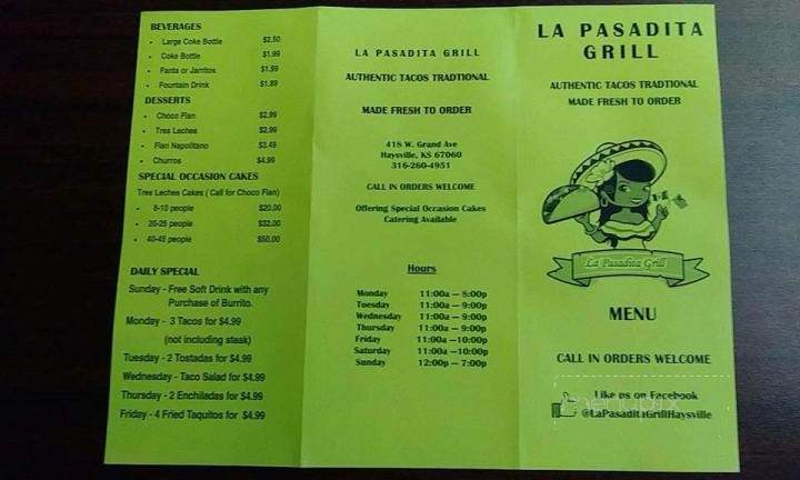 La Pasadita - Haysville, KS menu_pic