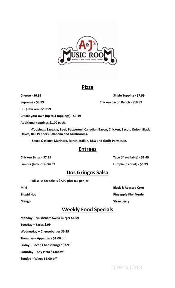 A&J's Music Room - Wichita, KS menu_pic
