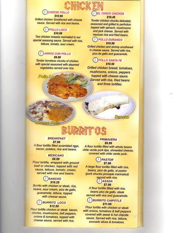 El Mexicano Grill - Wichita, KS menu_pic