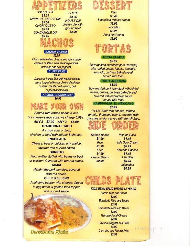 El Mexicano Grill - Wichita, KS menu_pic