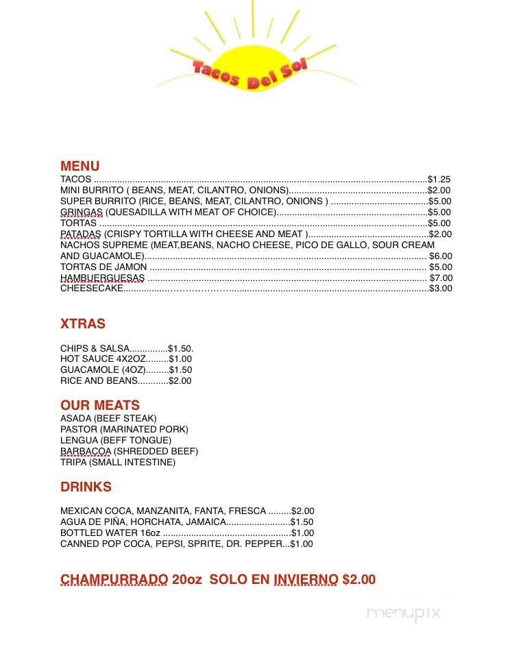 Tacos Del Sol - Great Bend, KS menu_pic