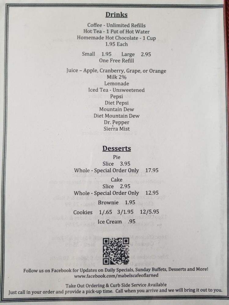 Mabel's Cafe - Larned, KS menu_pic