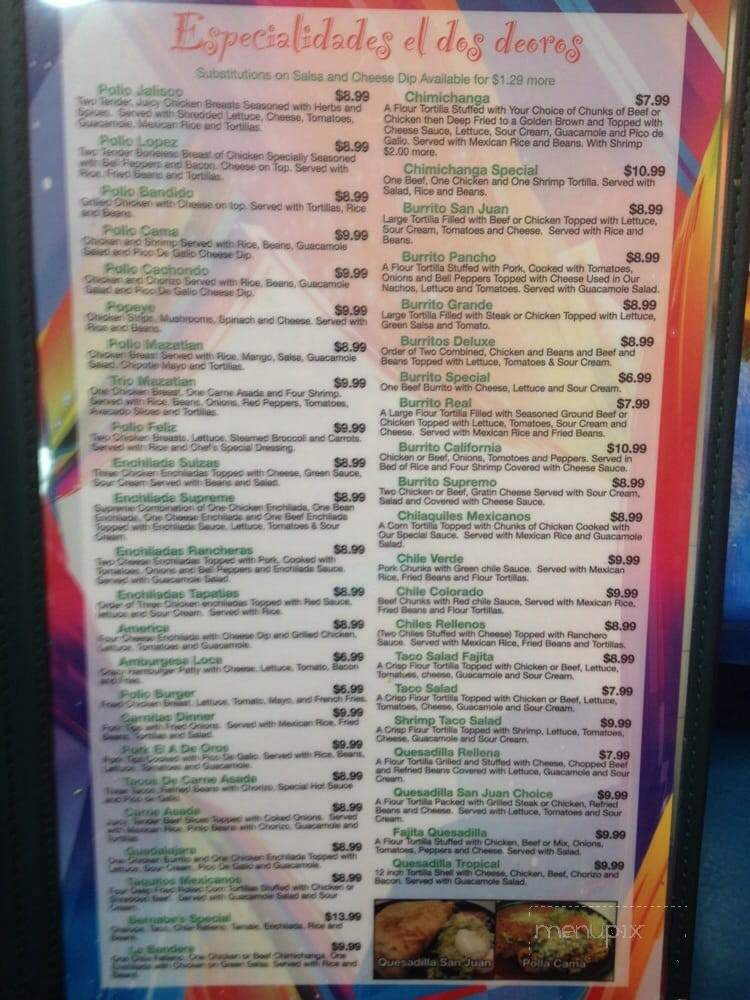 El Dos De Oros - Ness City, KS menu_pic