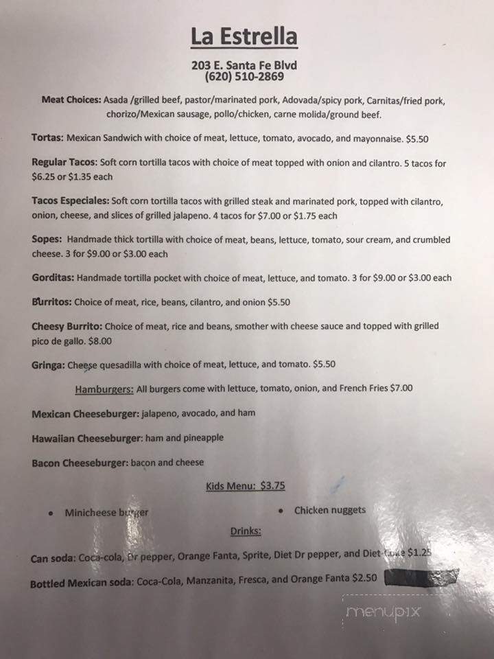 La Estrella - Ulysses, KS menu_pic